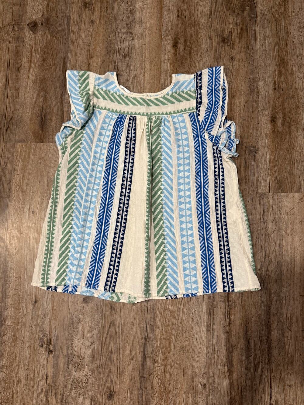 Devotion Twins Anthropologie Women's Embroidered Ruffle Blouse Size Medium